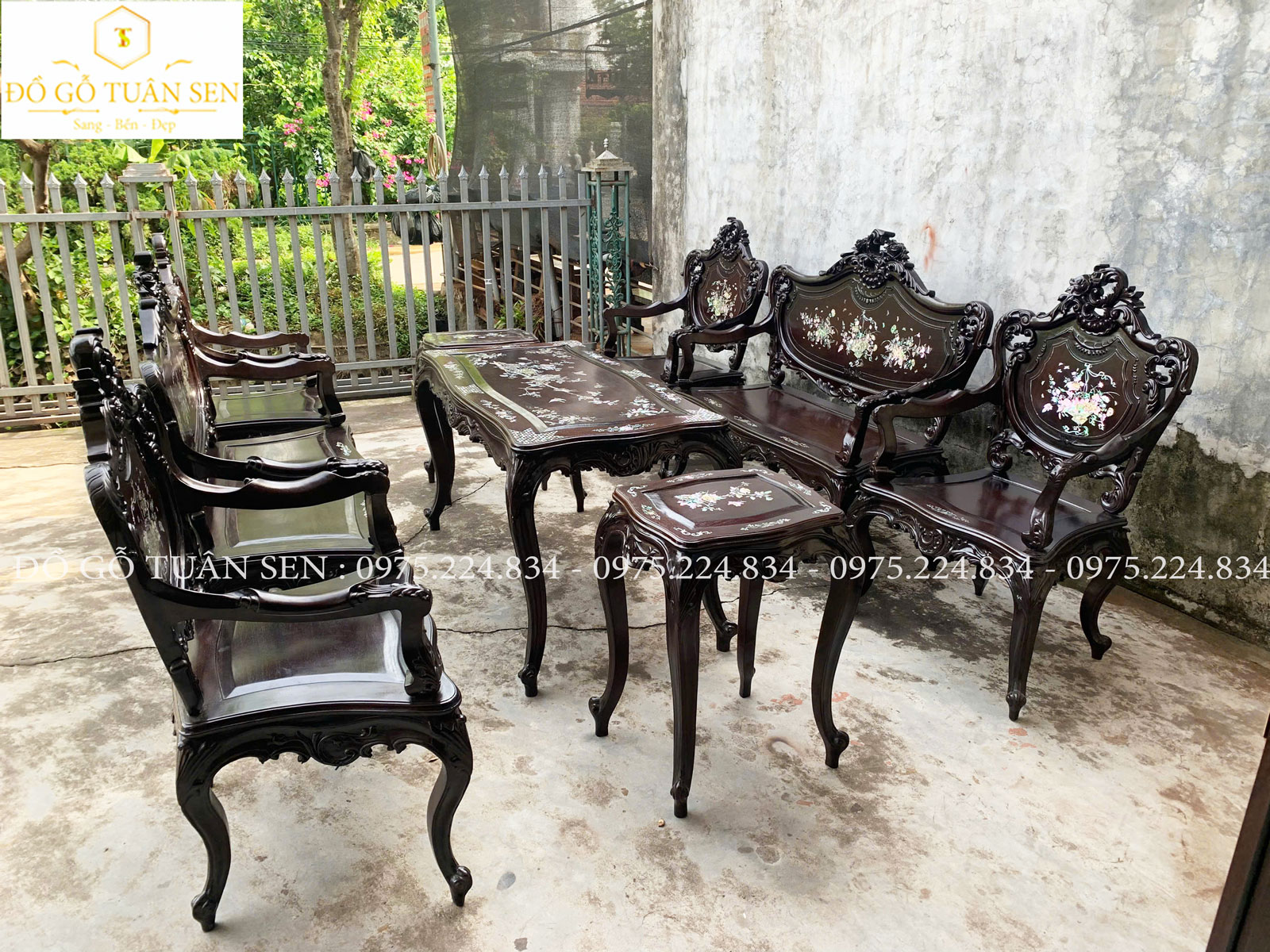 giới thiệu ghế Louis gỗ gụ khảm ốc No2